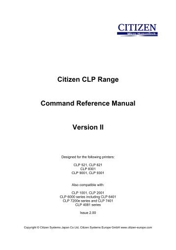 Citizen CLP Range Command Reference Manual Version II