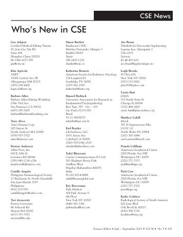 Who's New in CSE - Council of Science Editors