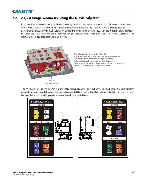 Christie Entero Projector and Cube Installation Manual