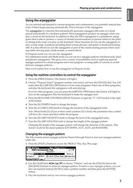 X50 Operation Guide - Korg