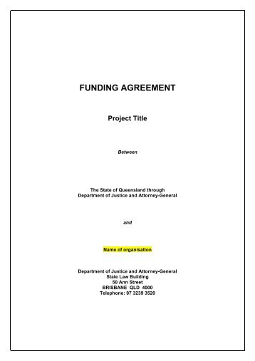 Sample funding agreement