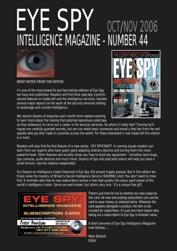 number 44 oct/nov 2006 - Eye Spy Intelligence Magazine