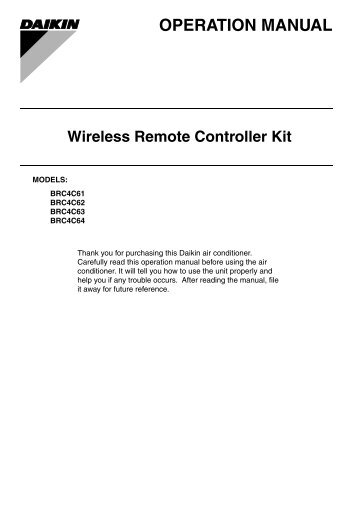 BRC4C61-64 wireless RC operation manual (2007) - Daikin