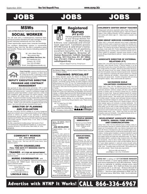 September Edition 2004 - New York Nonprofit Press