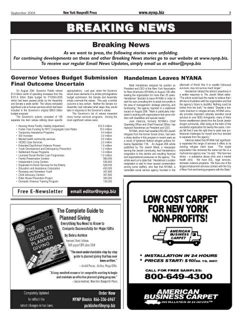 September Edition 2004 - New York Nonprofit Press