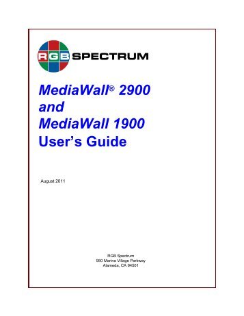 MediaWall 1900 and MediaWall 2900 User's Guide - RGB Spectrum