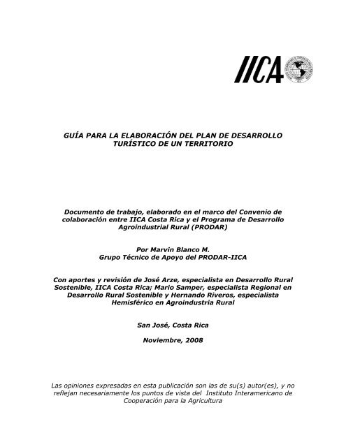 GuÃ­a para elaborar el plan de desarrollo turÃ­stico de un territorio