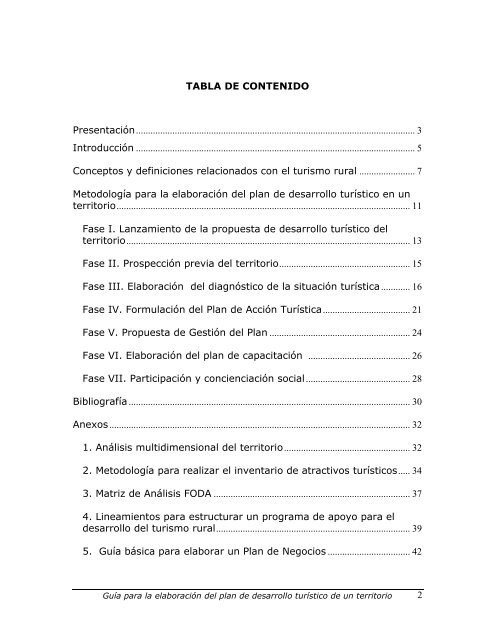 GuÃ­a para elaborar el plan de desarrollo turÃ­stico de un territorio