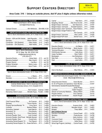 SUPPORT CENTERS DIRECTORY - Wichita Public Schools