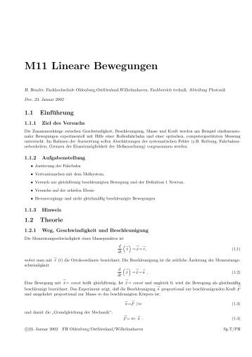 M11 Lineare Bewegungen - Technik