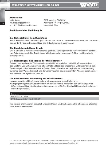 Technical manual Backflow preventers BA BM - Watts waterbeveiliging