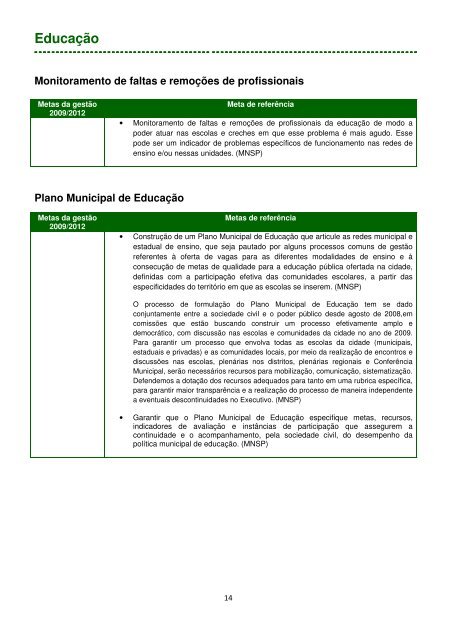 Metas Qualitativas e Quantitativas - Rede Nossa SÃ£o Paulo