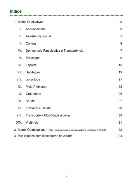 Metas Qualitativas e Quantitativas - Rede Nossa SÃ£o Paulo
