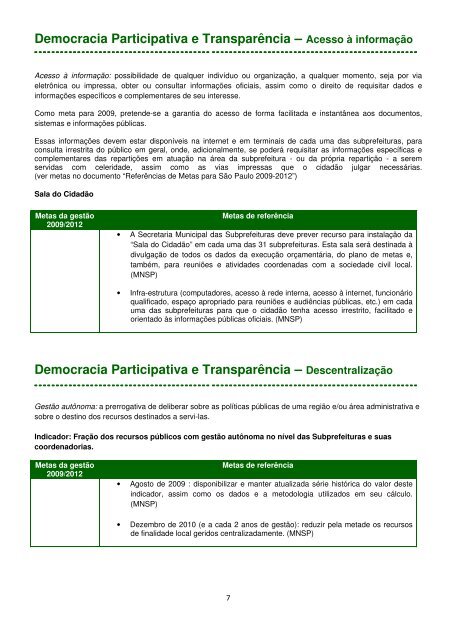 Metas Qualitativas e Quantitativas - Rede Nossa SÃ£o Paulo