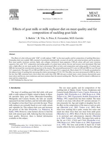Effects of goat milk or milk replacer diet on meat quality and fat ...