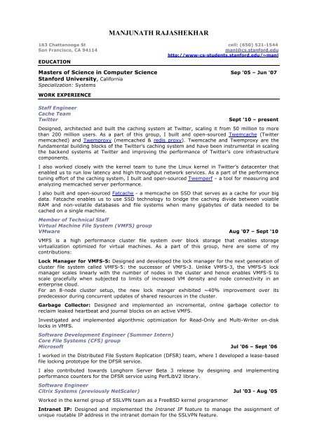 stanford university resume examples