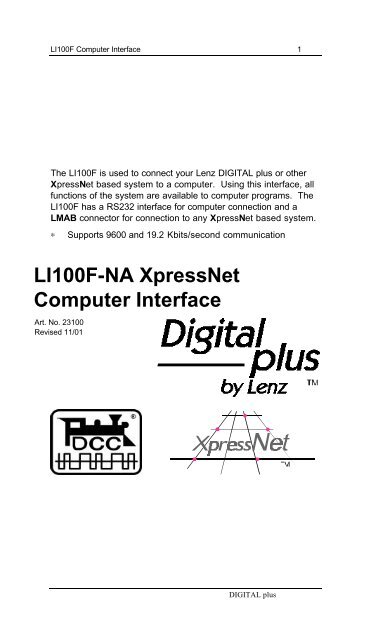 LI100F-NA XpressNet Computer Interface - Lenz USA