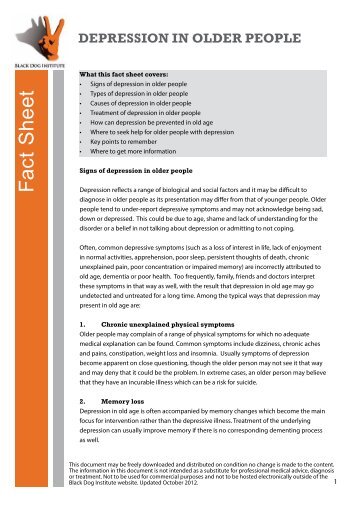 fact sheet depression in older people black dog institute