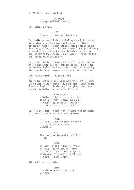 "AMERICAN GRAFFITI" Screenplay by George Lucas Gloria Katz ...