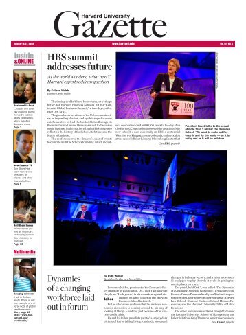 HBS summit addresses future - Harvard News Office - Harvard ...