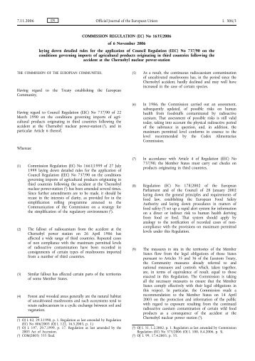 COMMISSION REGULATION (EC) No 1635/2006 of 6 November ...