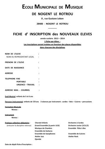 INSCRIPTION des NOUVEAUX ELEVES - Nogent-le-Rotrou