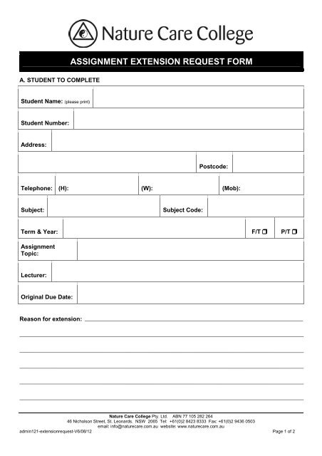 assignment extension form