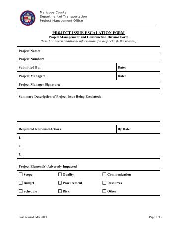 project issue escalation form - Maricopa County Department of ...