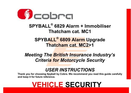 Thatcham user manual - Cobra Electronic Systems, Solutions for a ...