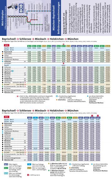 Fahrplan 2004 fÃ¼r die Strecke MÃ¼nchen-Bayrischzell