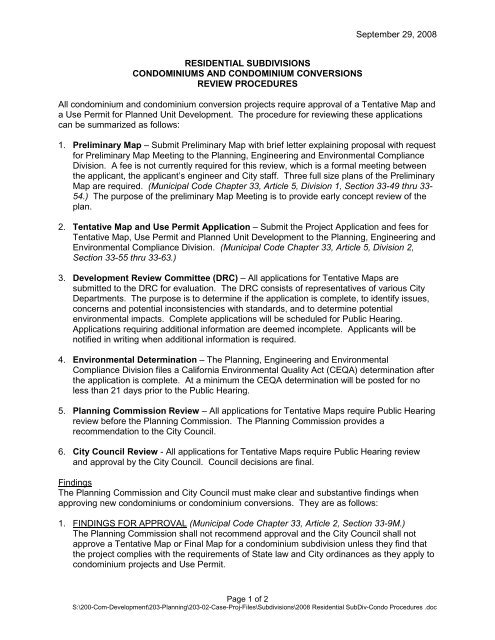 Subdivision Map, Condominium - Checklist - City of Monterey