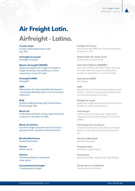 Dictionary of Sea & Air Freight Diccionario de Carga Aerea y Maritima