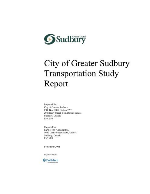 City of Greater Sudbury Transportation Study Report