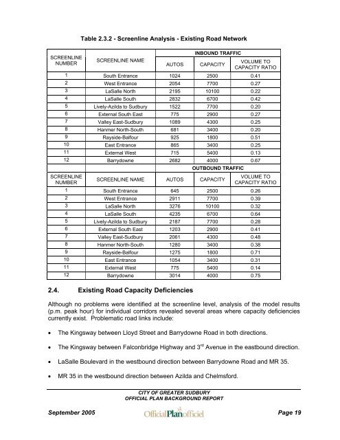 City of Greater Sudbury Transportation Study Report