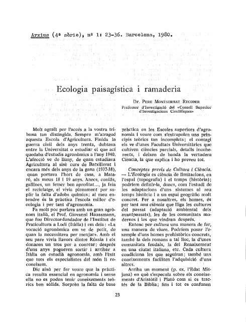 Ecologia paisatgÃ­stica i ramaderia - CSIC