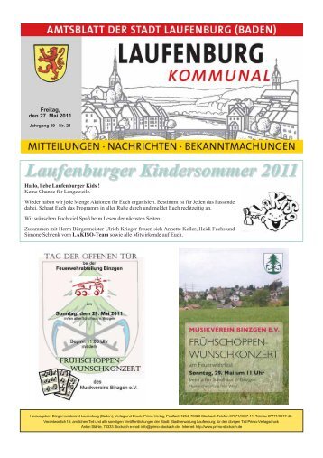 ANMELDUNG FÜR LAKISO 2011 - Stadt Laufenburg