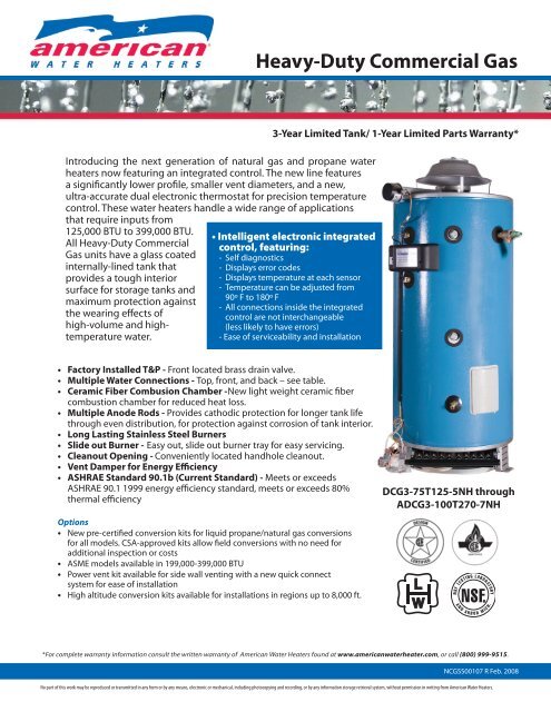 Heavy-Duty Commercial Gas - American Water Heaters