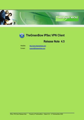 TheGreenBow IPSec VPN Client Release Note 4.5