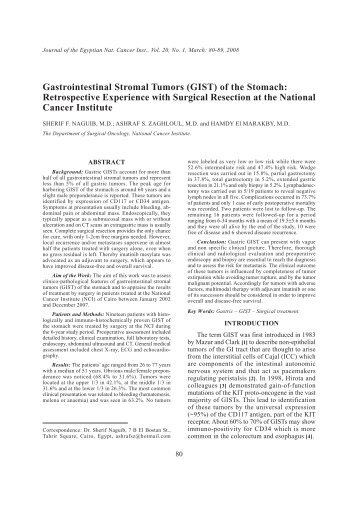 Gastrointestinal Stromal Tumors (GIST) of the Stomach ... - NCI