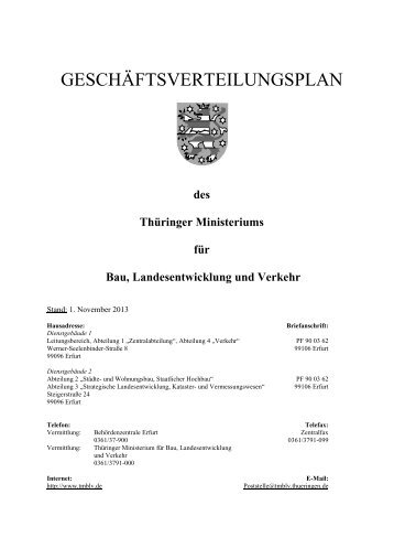 GESCHÄFTSVERTEILUNGSPLAN - Thüringen