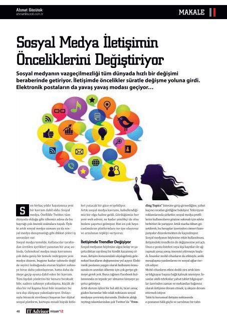 Nisan 2012, Sayı 29 - IT Advisor