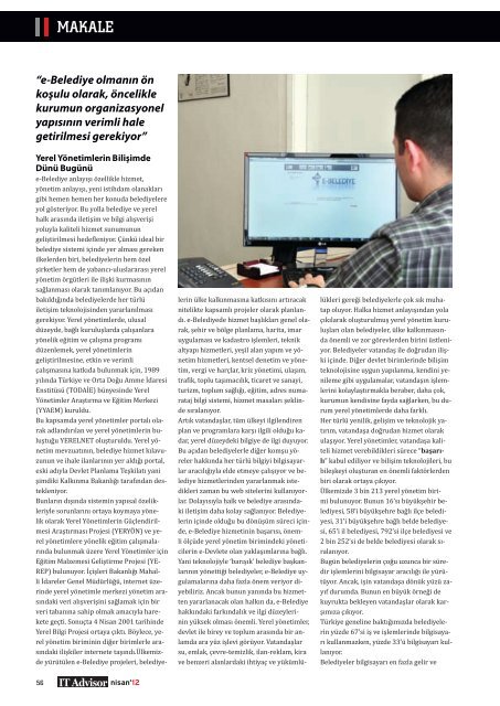 Nisan 2012, Sayı 29 - IT Advisor