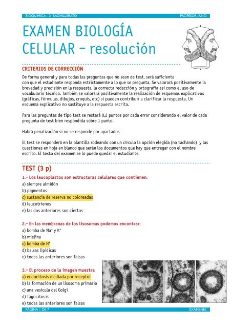 EXAMEN BIOLOGÍA CELULAR - resolución