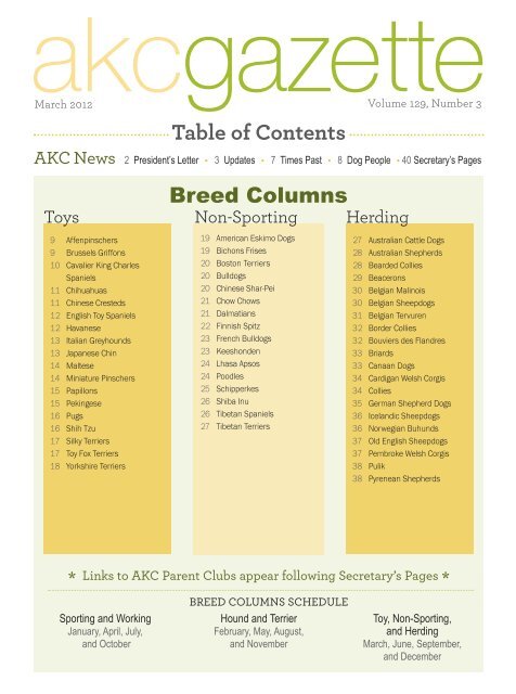 March 2012 AKC Gazette - Parent Directory - American Kennel Club