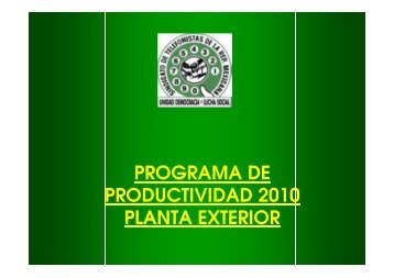 PROGRAMA DE PRODUCTIVIDAD 2010 PLANTA EXTERIOR - STRM