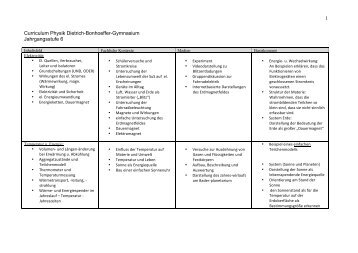 schulinternes Curriculum