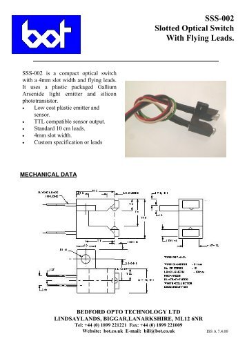SSS-002 Slotted Optical Switch With Flying Leads. - Euro - Impex