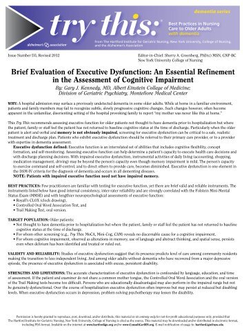 Brief Evaluation of Executive Dysfunction: An Essential Refinement ...