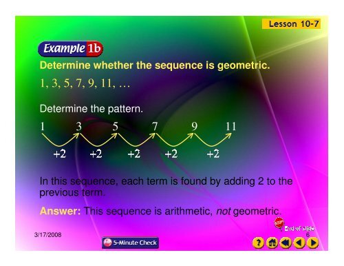 10-7 Geometric Sequences 10-7 Geometric Sequences