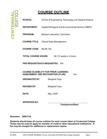 COURSE OUTLINE - Continuing Education Courses and Programs